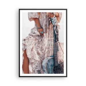 Affiche dans un cadre noir - Poster - Enfant de fleur en route - 70x100 cm