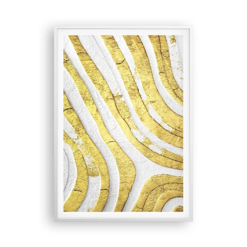 Affiche dans un cadre blanc - Poster - Composition en blanc et or - 70x100 cm