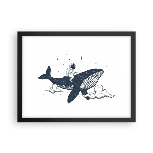 Affiche dans un cadre noir - Poster - Aventure spatiale - 40x30 cm