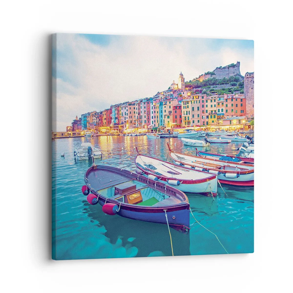 Impression sur toile - Image sur toile - Soirée colorée au port - 30x30 cm