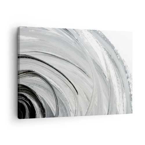 Impression sur toile - Image sur toile - Un tourbillon monochrome dans des tons de gris et de noir - 70x50cm - Composition orbitale - Décoration murale moderne pour le salon et la chambre ARTTOR