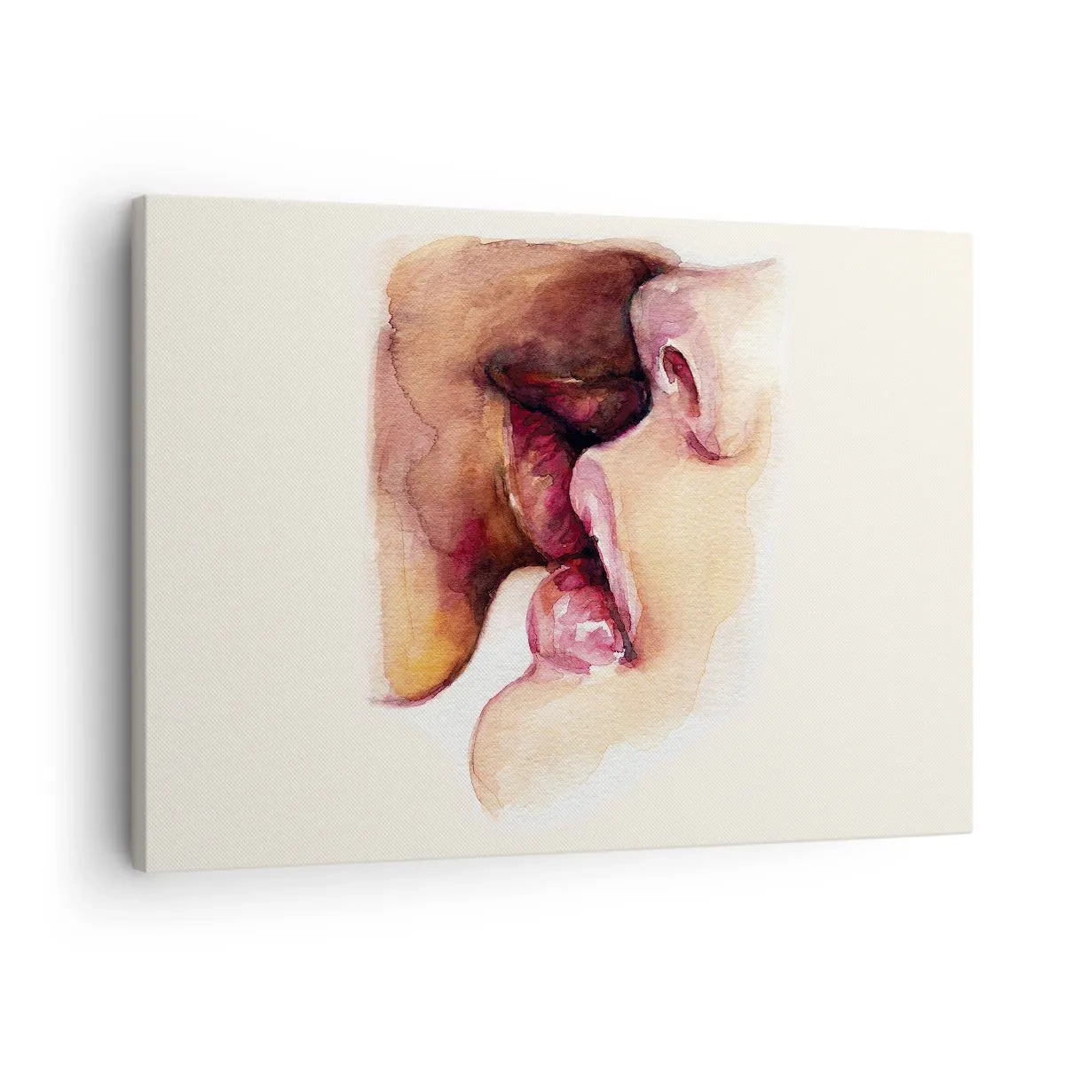 Impression sur toile - Image sur toile - Une aquarelle représentant un gros plan d'un visage - 70x50cm - Comme le jour et la nuit, la terre et le ciel - Décoration murale moderne pour le salon et la chambre ARTTOR