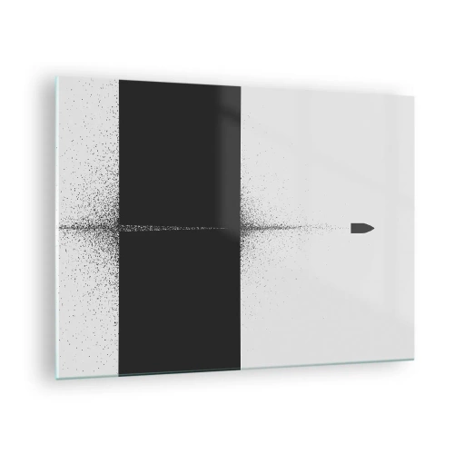 Impression sur verre - Image sur verre - Une composition abstraite en noir et blanc avec une ligne dynamique - 70x50cm - Droit au but - Décoration murale moderne pour le salon et la chambre ARTTOR