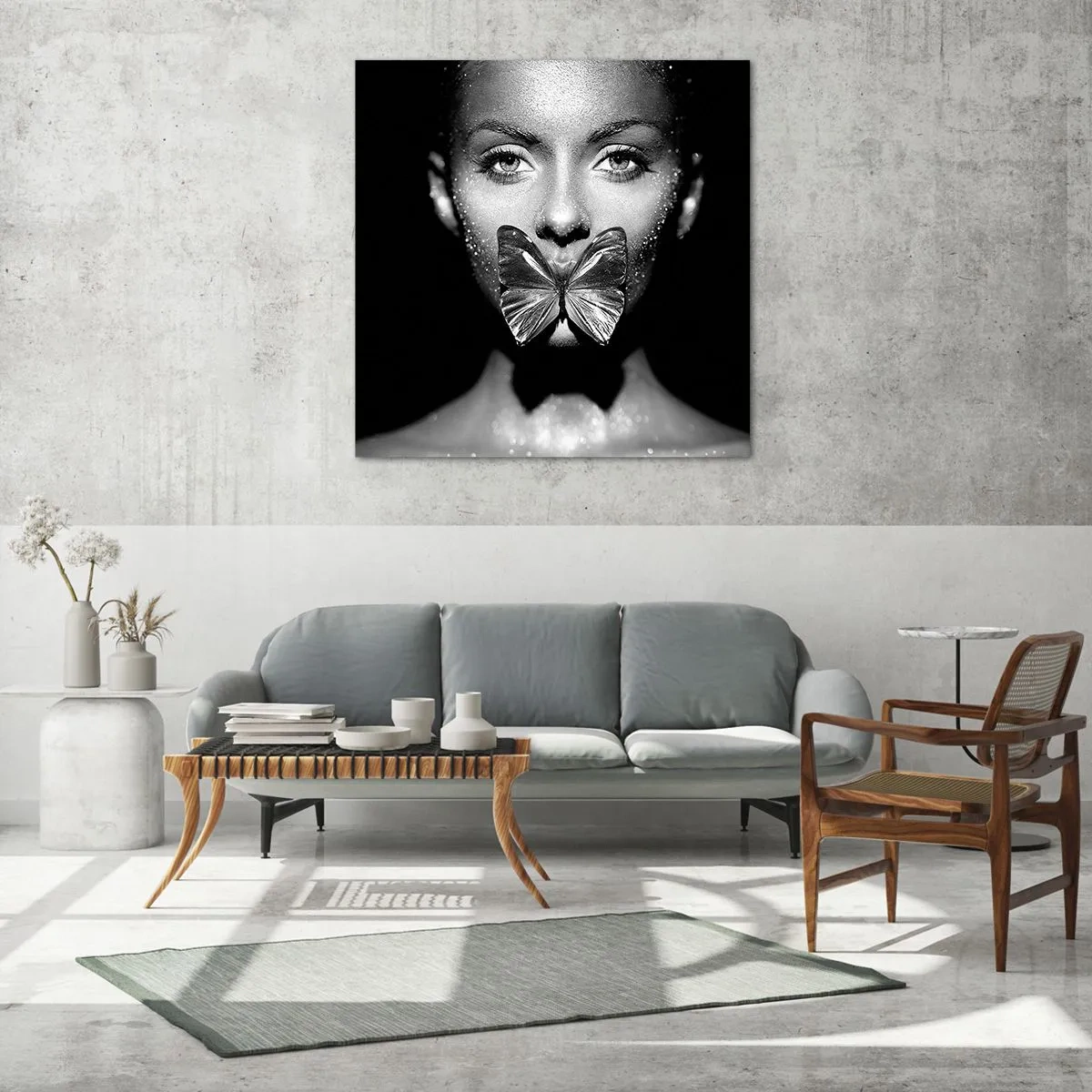 Impression sur verre - Image sur verre - Baiser papillon - 60x60 cm