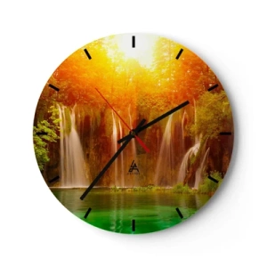 Horloge murale - Pendule murale - Cascades pittoresques à la lumière du soleil couchant - 30x30cm - Au soleil et à l'ombre - Décoration murale moderne pour le salon, la cuisine et la chambre ARTTOR