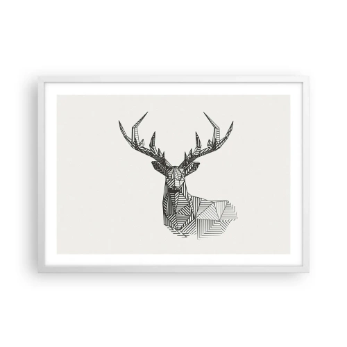 Affiche dans un cadre blanc - Poster - Cerf dans un style cubique - 70x50 cm