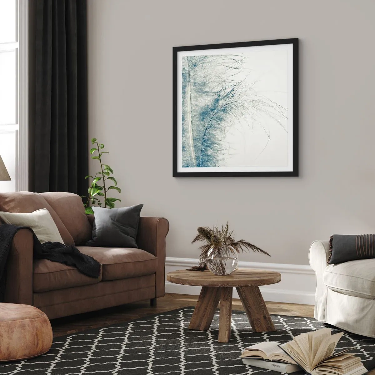 Affiche dans un cadre noir - Poster - Les sept natures - 40x40 cm