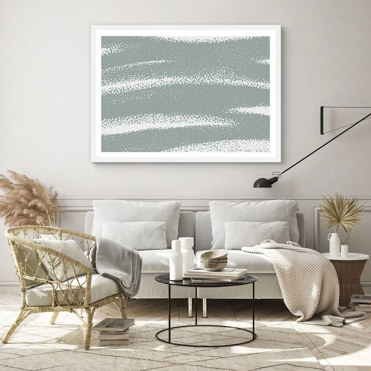 Affiche dans un cadre blanc - Poster - Abstraction dans un climat hivernal - 100x70 cm