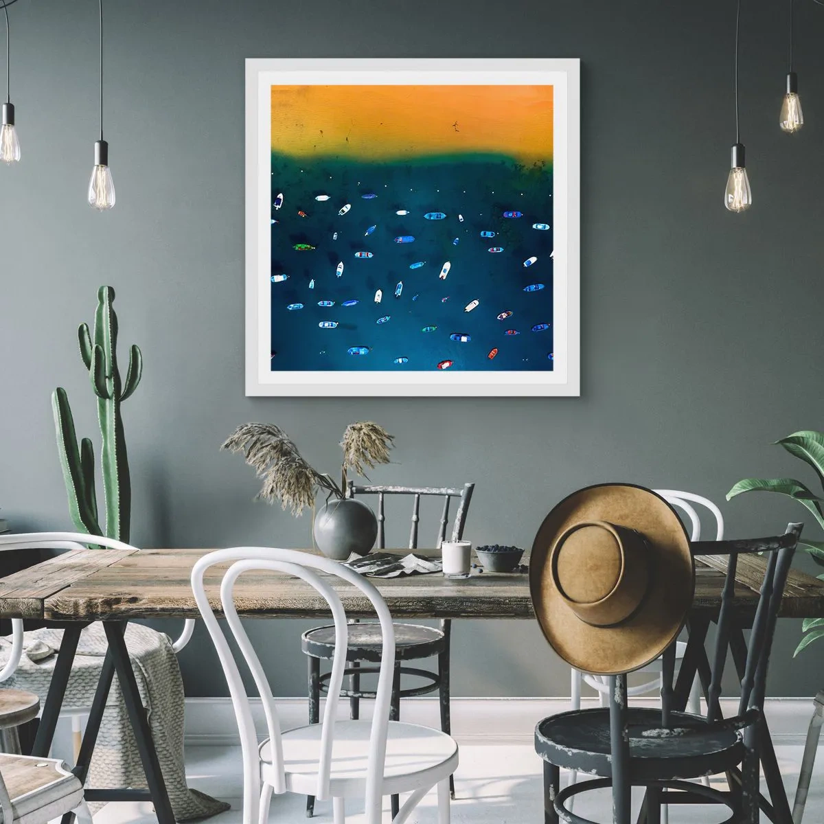 Affiche dans un cadre blanc - Poster - Jeu de vacances - 40x40 cm