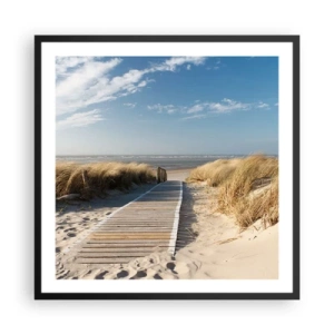 Affiche dans un cadre noir - Poster - Derrière la dune, dans le bruissement de l'herbe - 60x60 cm