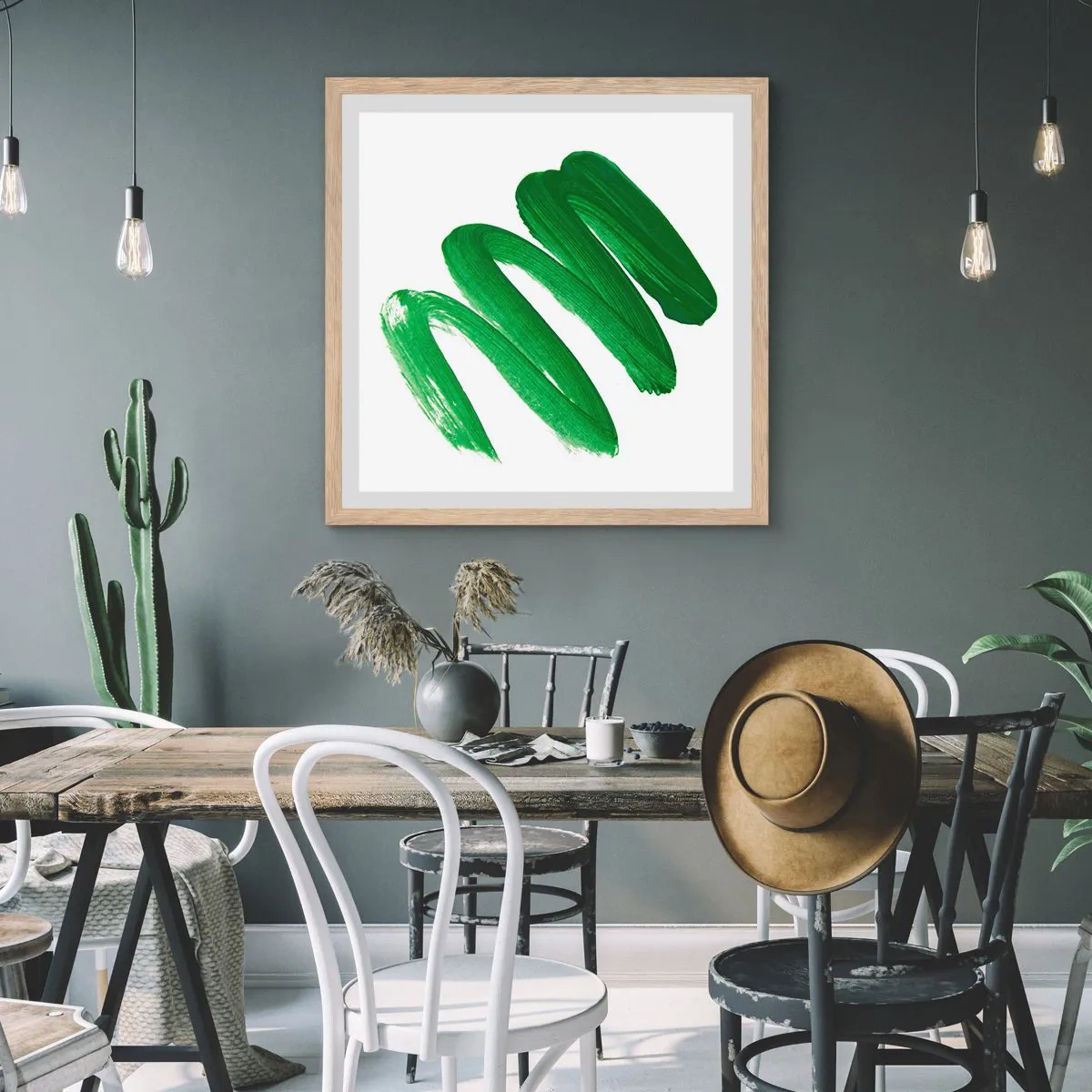 Affiche dans un chêne clair - Poster - Blague verte - 60x60 cm