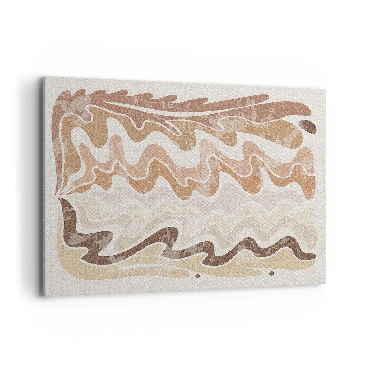 Impression sur toile - Image sur toile - Lignes abstraites ondulées dans des tons beiges - 120x80cm - Bonne énergie – bonnes émotions - Décoration murale moderne pour le salon et la chambre ARTTOR