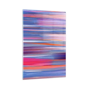 Impression sur verre - Image sur verre - Lignes verticales abstraites dans des tons de bleu et de rose - 80x120cm - Ascension - Décoration murale moderne pour le salon et la chambre ARTTOR