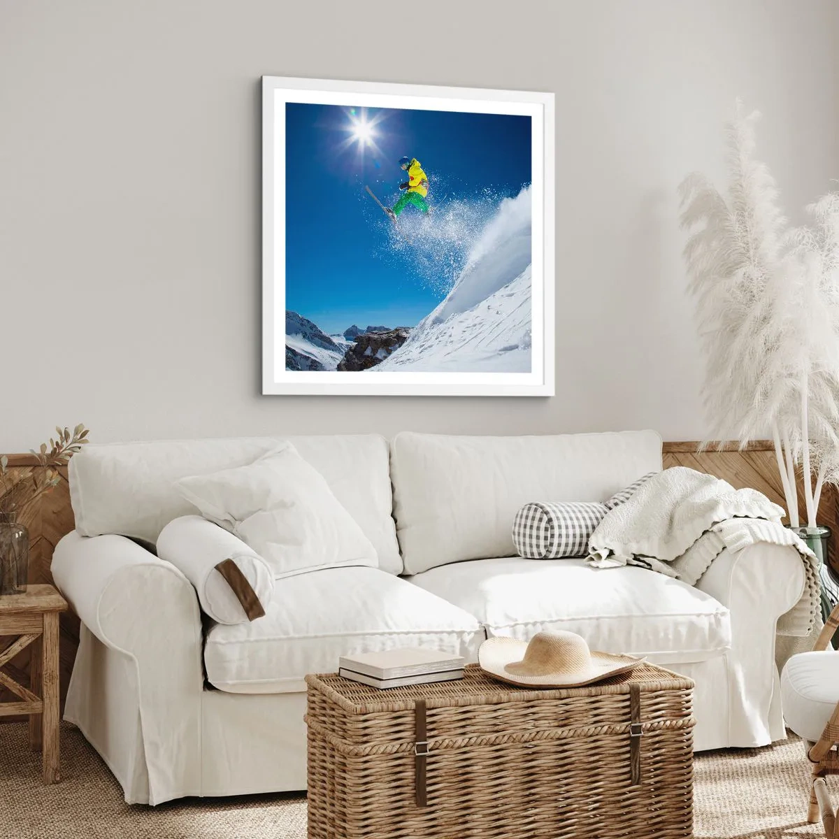 Affiche dans un cadre blanc - Poster - Danse avec les montagnes - 40x40 cm