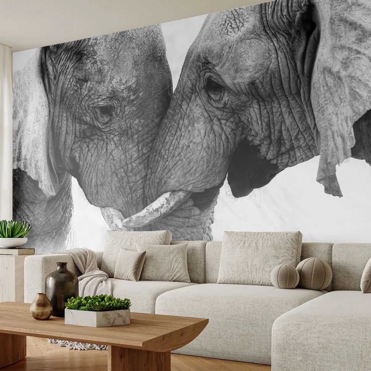 Papier Peint Photo Premium Sand - Confession sincère - Éléphant, Animaux, Afrique - 350x256 cm