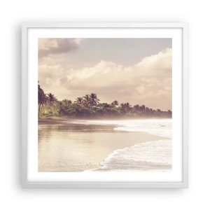 Affiche dans un cadre blanc - Poster - La caresse des vagues - 50x50 cm