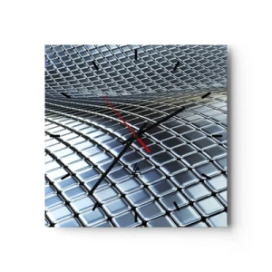 Horloge murale - Pendule murale - Structure moderne composée de carrés métalliques - 30x30cm - Vague argent métallique - Décoration murale moderne pour le salon et la chambre ARTTOR