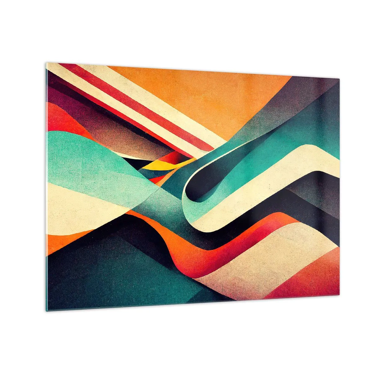 Impression sur verre - Image sur verre - Rayures colorées dans une composition dynamique et abstraite - 70x50cm - Composition intense - Décoration murale moderne pour le salon et la chambre ARTTOR