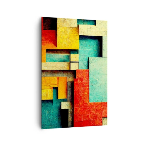 Impression sur toile - Image sur toile - Formes géométriques abstraites aux couleurs vives - 80x120cm - Festival des angles droits - Décoration murale moderne pour le salon et la chambre ARTTOR