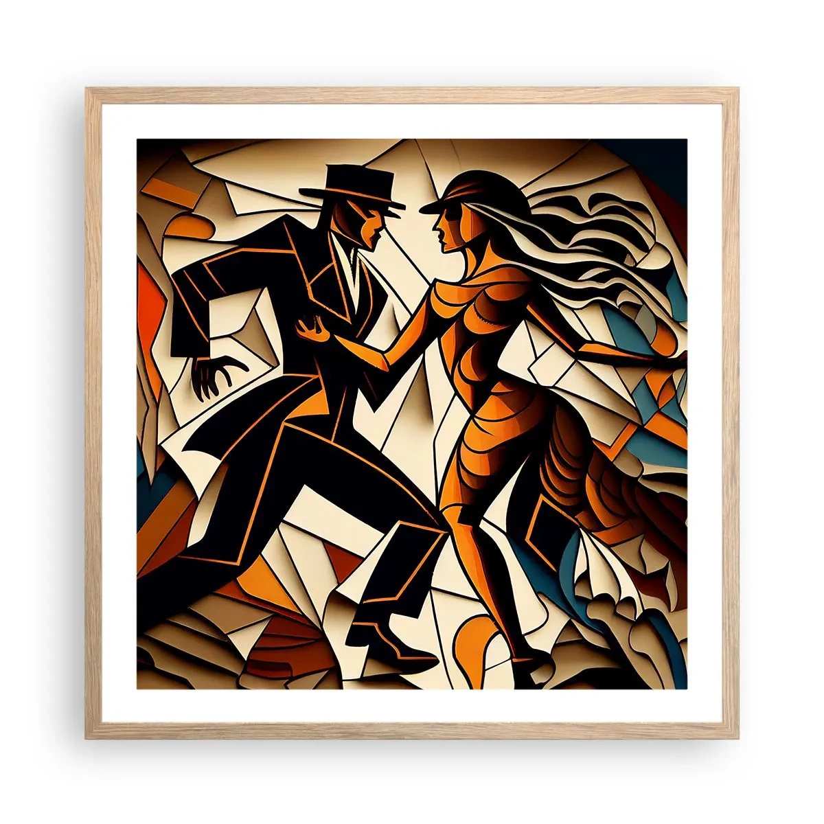 Affiche dans un chêne clair - Poster - Danse de passion et de volupté - 60x60 cm
