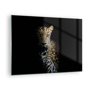 Impression sur verre - Image sur verre - Lion dans l'ombre - 70x50cm - Beauté sombre - Décoration murale moderne pour le salon et la chambre ARTTOR