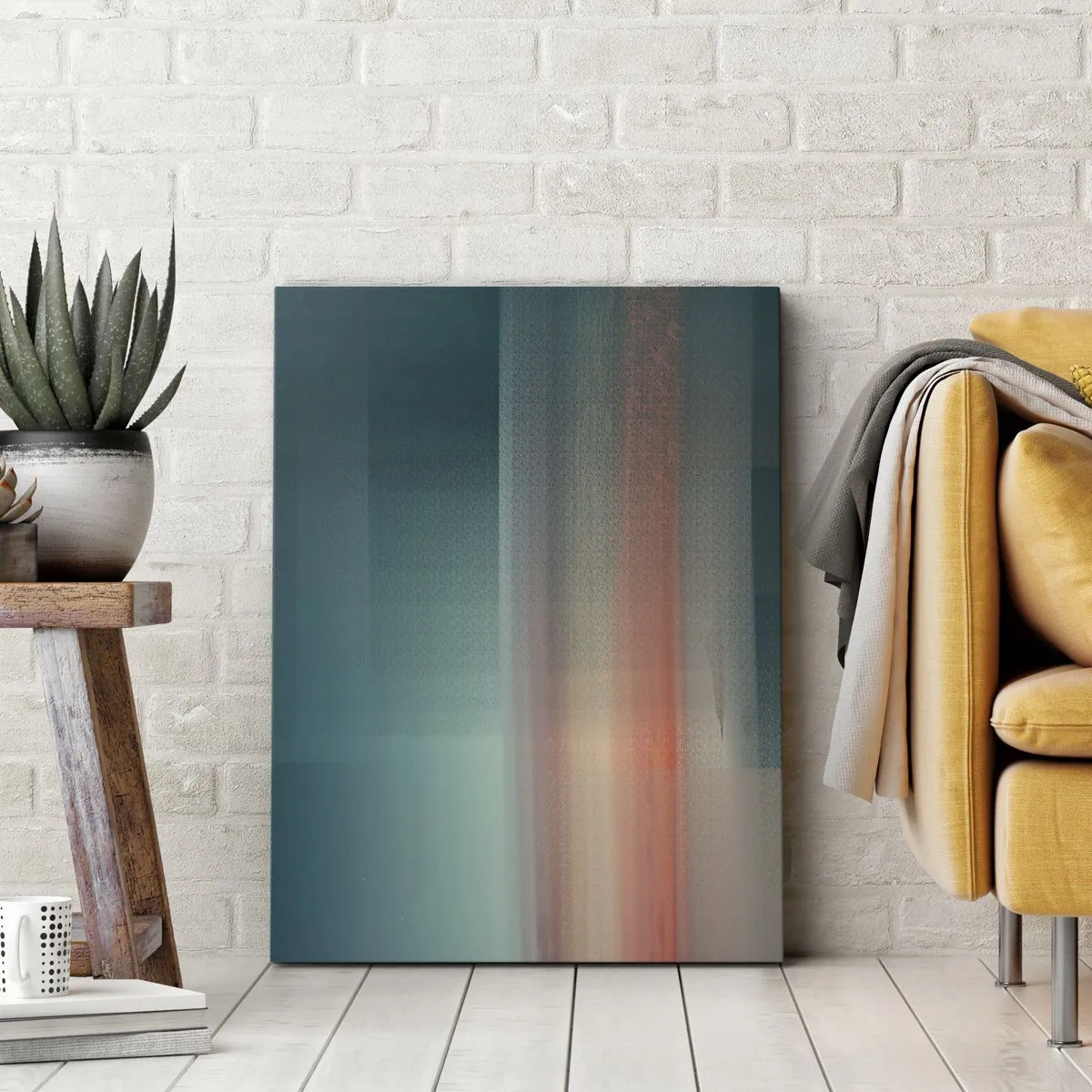 Impression sur toile - Image sur toile - Un coucher de soleil aux tons pastel sur un horizon calme - 50x70cm - Résumé : vagues de lumière - Décoration murale moderne pour le salon et la chambre ARTTOR
