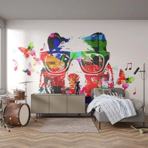 Papier Peint Autocollant Deluxe Sticker - Ca plait au chien! - Abstraction, Ours, Lunettes - 500x350 cm