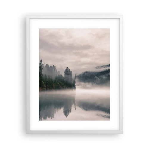 Affiche dans un cadre blanc - Poster - Reflet dans le brouillard - 40x50 cm