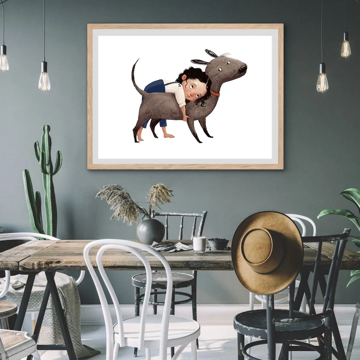 Affiche dans un chêne clair - Poster - Les meilleurs amis - 50x40 cm