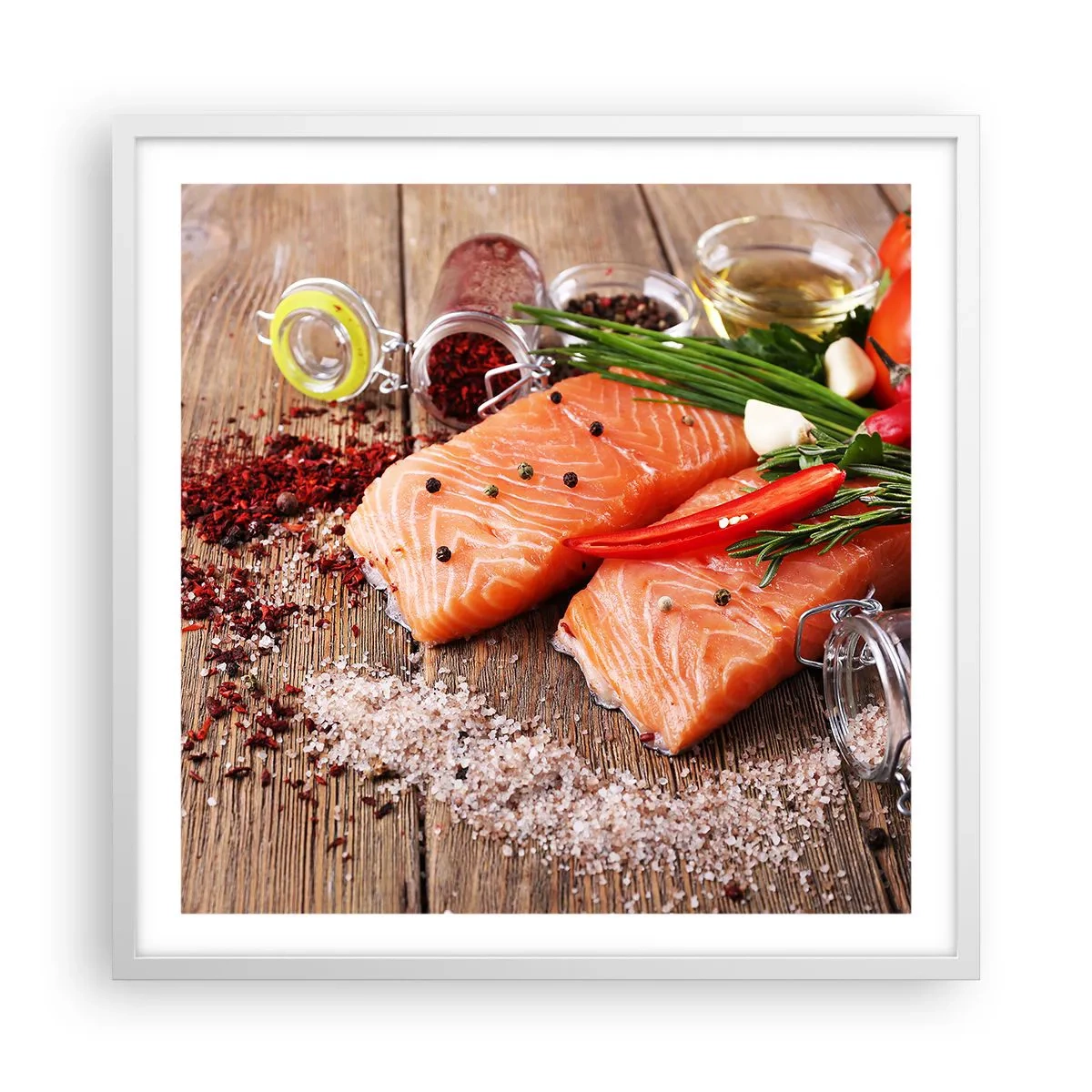 Affiche dans un cadre blanc - Poster - Aventure norvégienne dans la cuisine - 60x60 cm