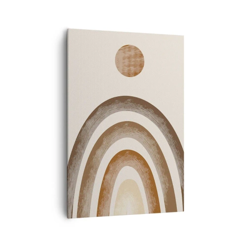 Impression sur toile - Image sur toile - Motif planétaire géométrique dans les tons de marron - 70x100cm - Dans une galaxie lointaine - Décoration murale moderne pour le salon et la chambre ARTTOR