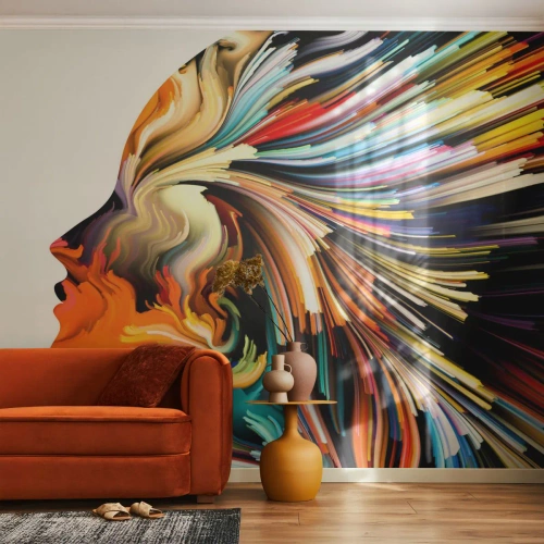Papier Peint Autocollant Deluxe Sticker - Une explosion d'imaginaire - Abstraction, Femme, Graphique - 150x105 cm
