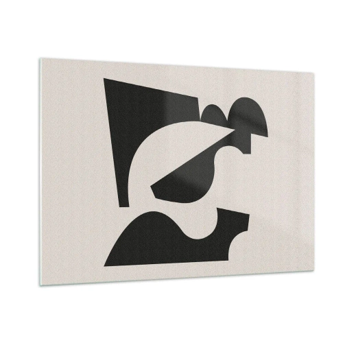 Impression sur verre - Image sur verre - Composition géométrique abstraite en noir et blanc - 100x70cm - À monter soi-même - Décoration murale moderne pour le salon et la chambre ARTTOR