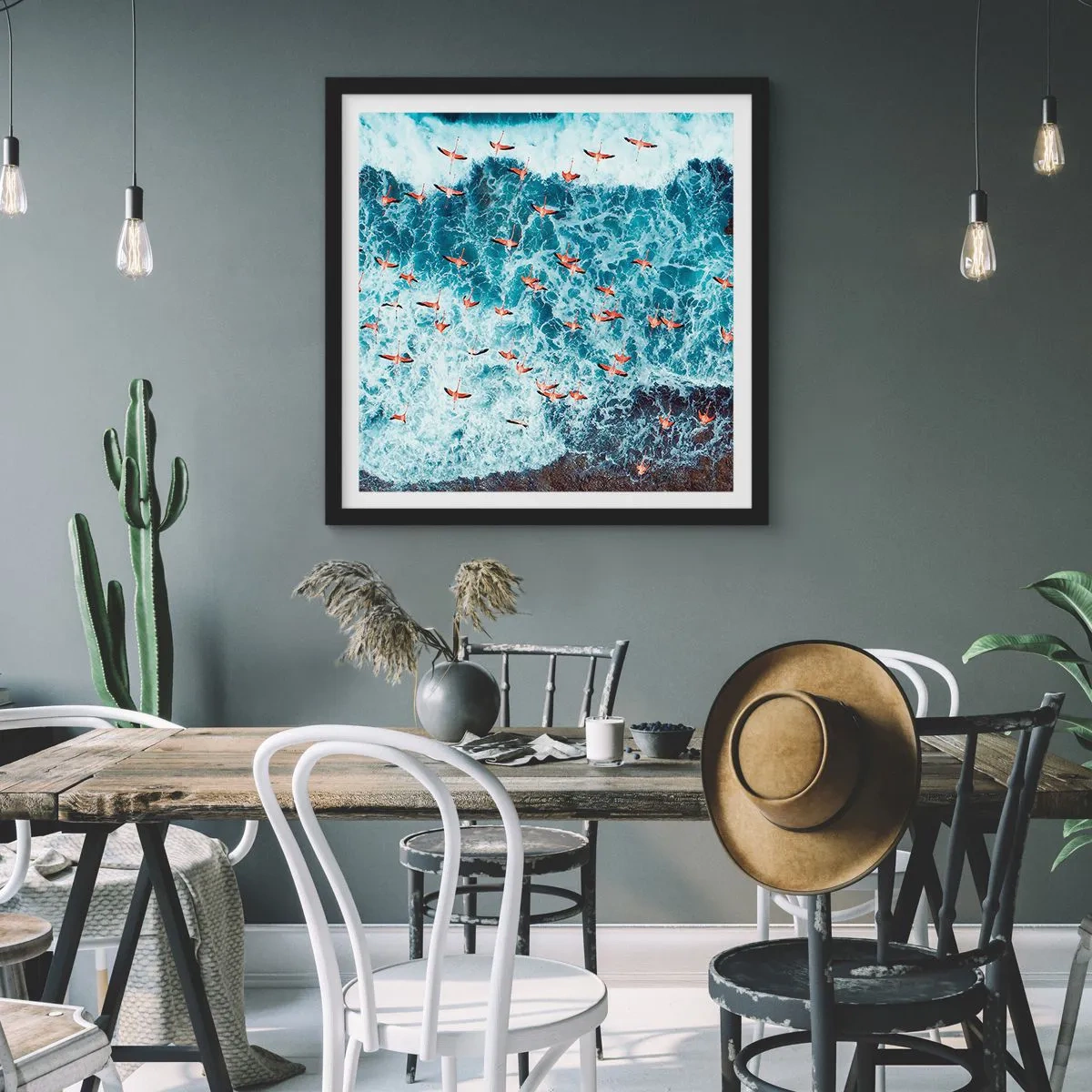 Affiche dans un cadre noir - Poster - Défilé du bord de mer - 50x50 cm