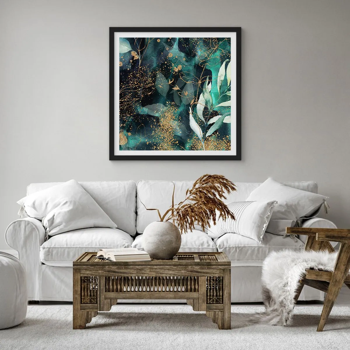 Affiche dans un cadre noir - Poster - Jardin magique - 30x30 cm