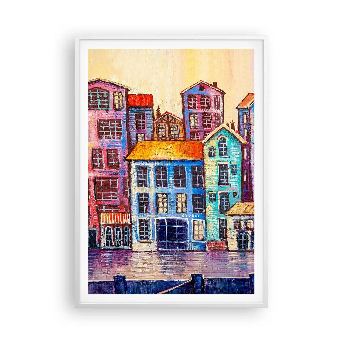 Affiche dans un cadre blanc - Poster - Une ville comme dans un conte de fées - 70x100 cm