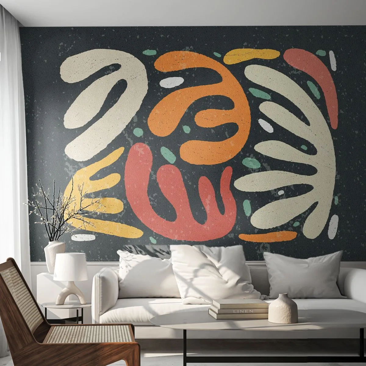 Papier peint sur mesure Premium Sand - Composition – Je suis sur le point de t'attraper - Bohème, Minimalisme, Vieilli