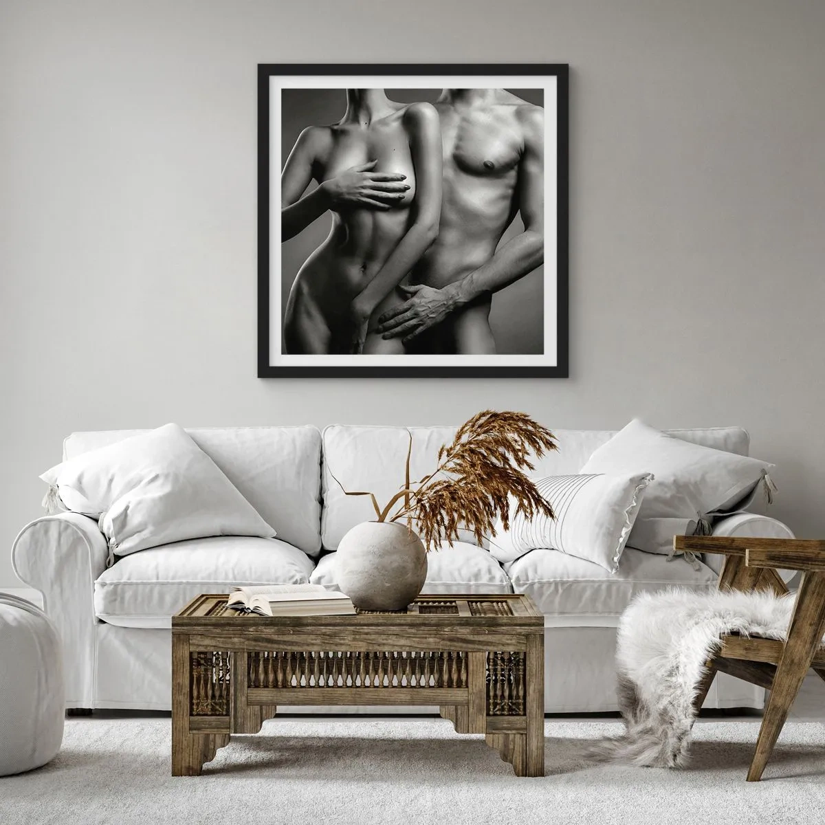 Affiche dans un cadre noir - Poster - Adam et Eve - 30x30 cm