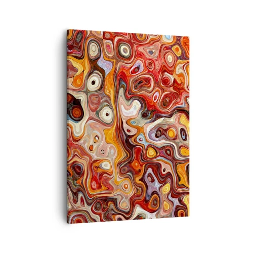 Impression sur toile - Image sur toile - Une composition abstraite dans des tons chauds de rouge, d'orange et de jaune. - 50x70cm - Si les noix fondaient dans du miel - Décoration murale moderne pour le salon et la chambre ARTTOR