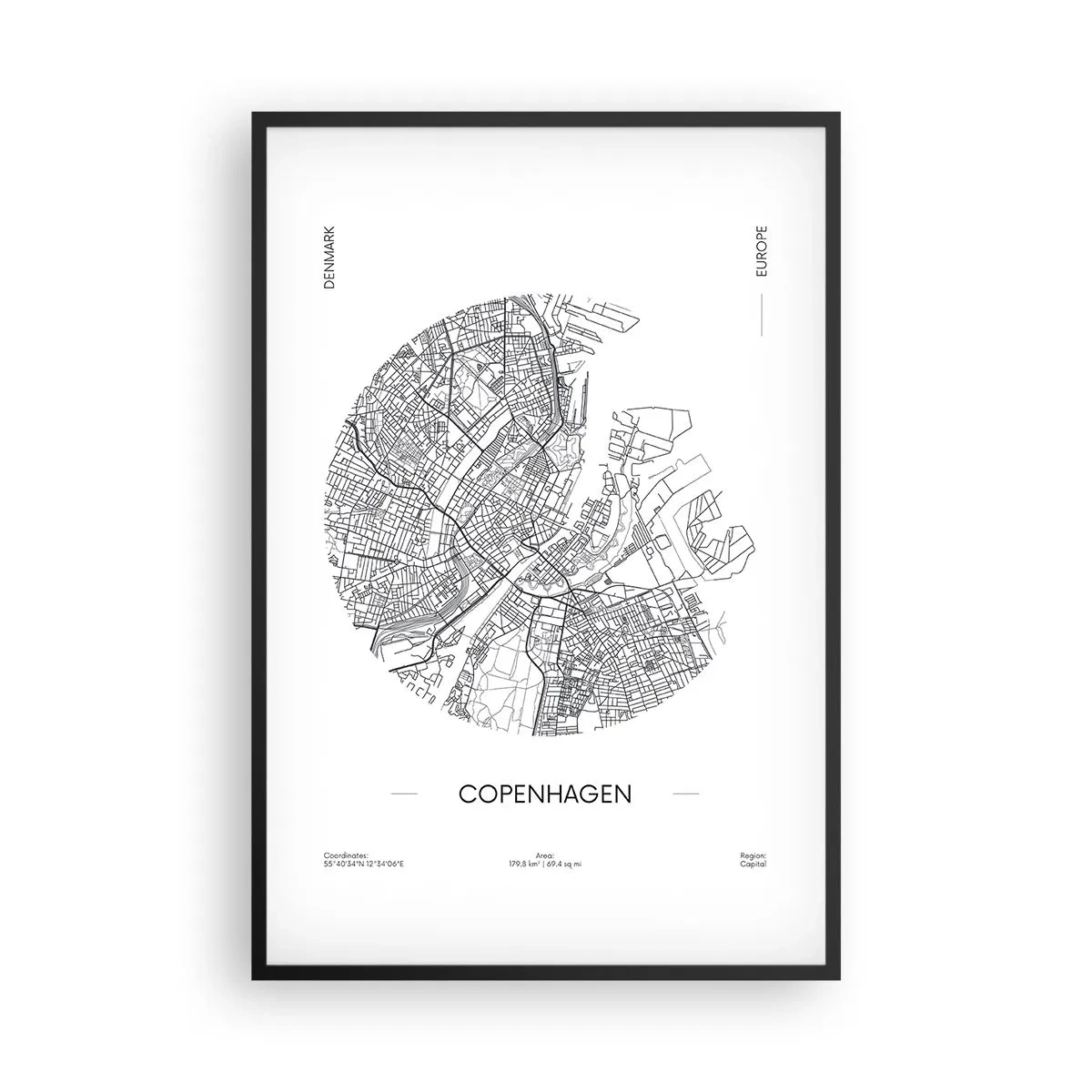 Affiche dans un cadre noir - Poster - Anatomie de Copenhague - 61x91 cm