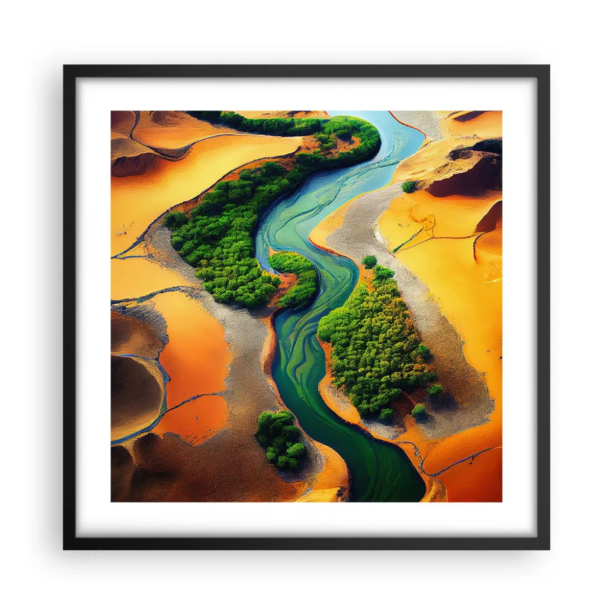 Affiche dans un cadre noir - Poster - Rivière vivifiante - 50x50 cm