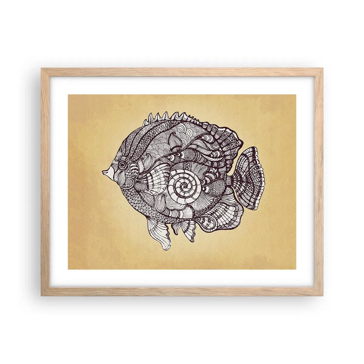 Affiche dans un chêne clair - Poster - D'un océan d'ornements - 50x40 cm