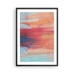 Affiche dans un cadre noir - Poster - Coups de peinture abstraits dans des tons chauds et froids - 50x70cm - Ecoulement de l'arc-en ciel - Décoration murale moderne pour le salon et la chambre ARTTOR