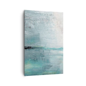 Impression sur toile - Image sur toile - Abstraction dans les tons turquoise et gris - 80x120cm - Horizontalement en bleu - Décoration murale moderne pour le salon et la chambre ARTTOR