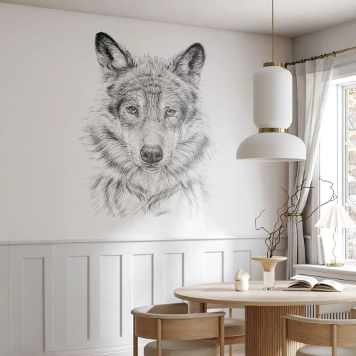Papier peint sur mesure Premium Canvas - Un leader né - Loup, Esquisser, scandinave