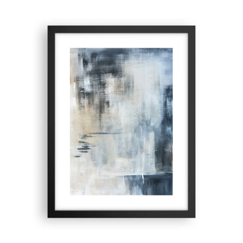 Affiche dans un cadre noir - Poster - Derrière le rideau bleu - 30x40 cm