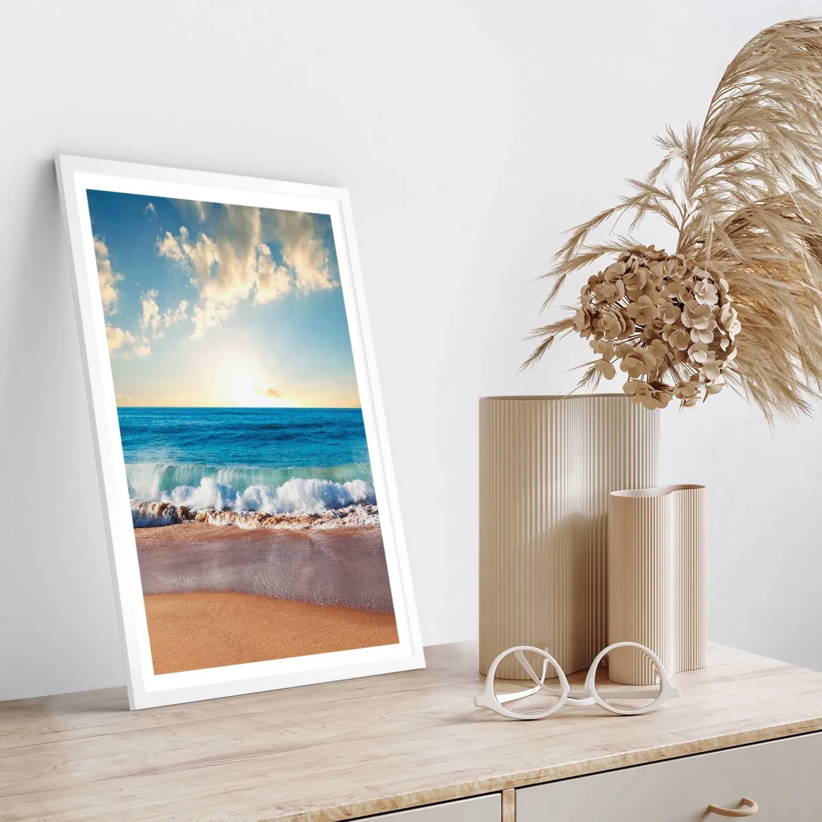 Affiche dans un cadre blanc - Poster - Mouvement et immobilité à la fois - 30x40 cm