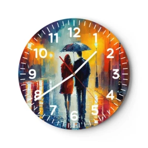 Horloge murale - Pendule murale - Ensemble – une nuit colorée - 30x30 cm