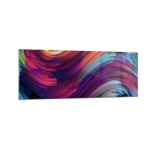 Impression sur verre - Image sur verre - Tourbillons abstraits aux couleurs vibrantes - 140x50cm - Le début d'un nouveau monde - Décoration murale moderne pour le salon et la chambre ARTTOR