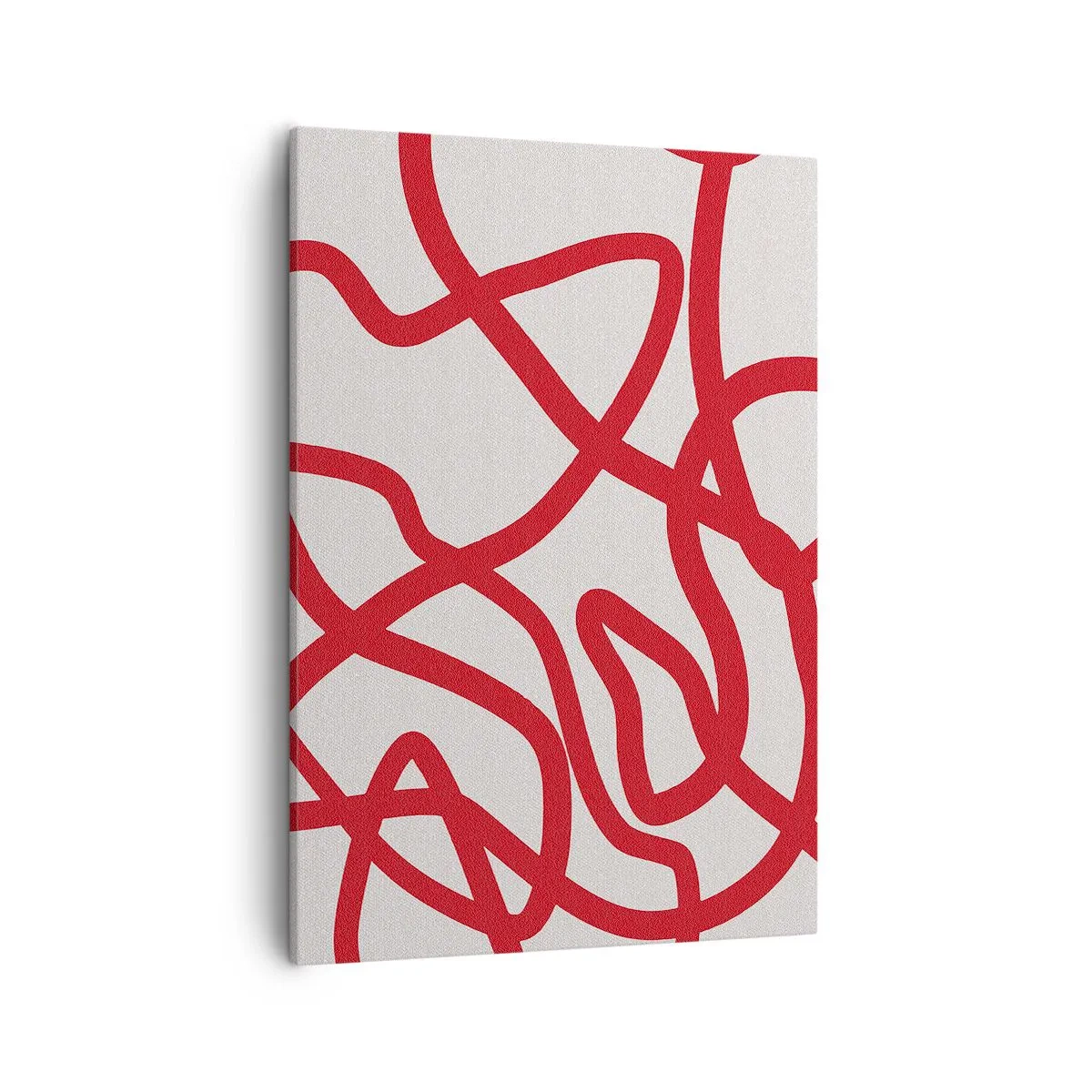 Impression sur toile - Image sur toile - Lignes abstraites rouges sur fond blanc - 50x70cm - Rouge sur blanc - Décoration murale moderne pour le salon et la chambre ARTTOR